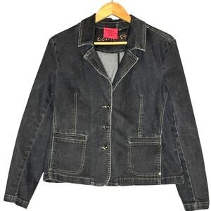 CAROL'S DENIMS Jacket XL Y2K 100% Cotton Classic Preppy Jean Denim Retro